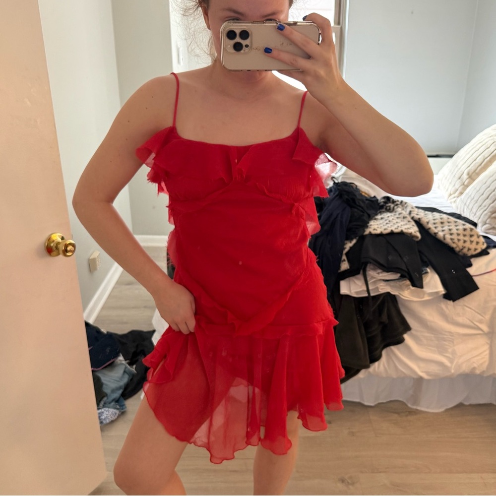 Princess Polly Red Ruffle Mini Dress